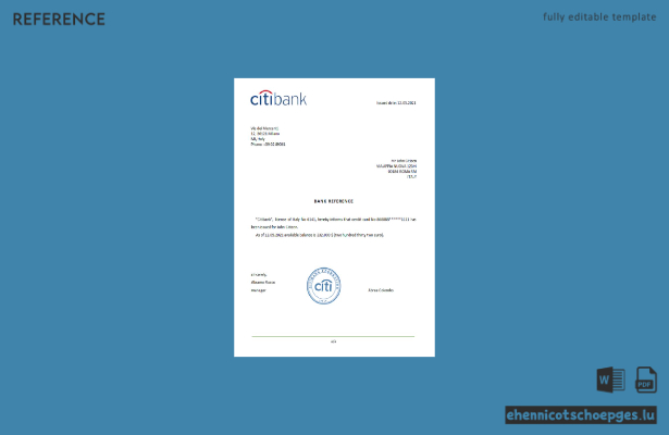 Vorschau der Citibank-Referenzbeispiele für Italien